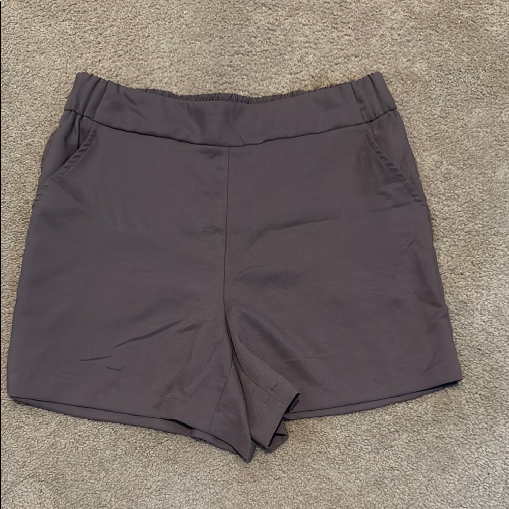 Nine West Grayish Brown Shorts with Elastic Waistband